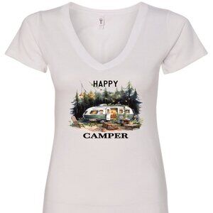 Happy Camper V-Neck T-Shirt | Many Colors